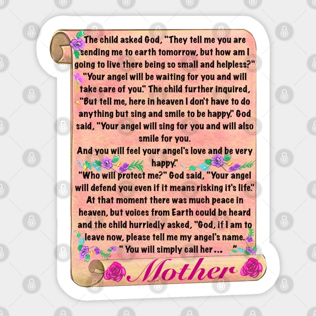 The best Mother’s Day gifts 2024, Mother’s Day poem on a scroll - You will simply call her mom Beautiful poem about motherhood Sticker by Artonmytee